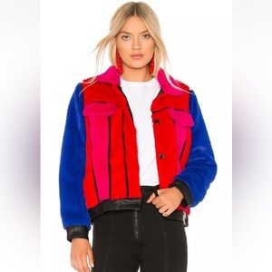 BLANKNYC Blank NYC Multi Color Wuz Popping Faux Fur Jacket Size SMALL